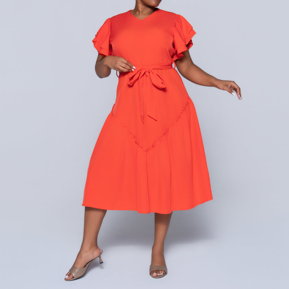 Terracotta Plus Size Tiered Dress