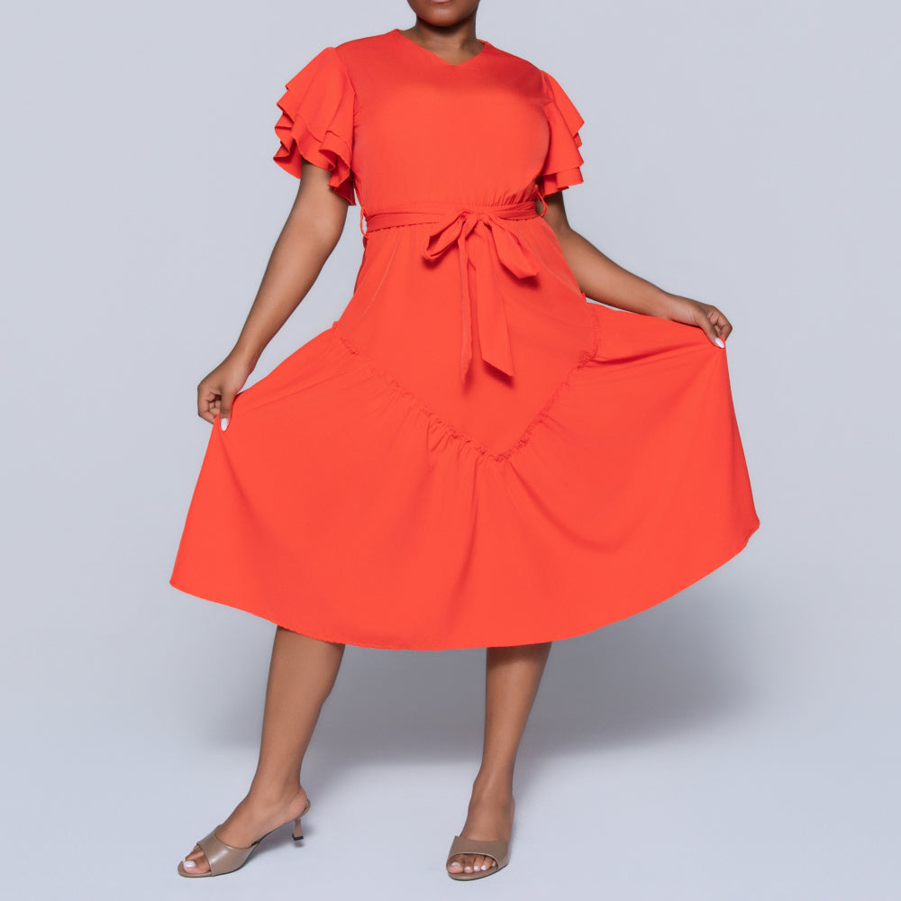 Terracotta Plus Size Tiered Dress