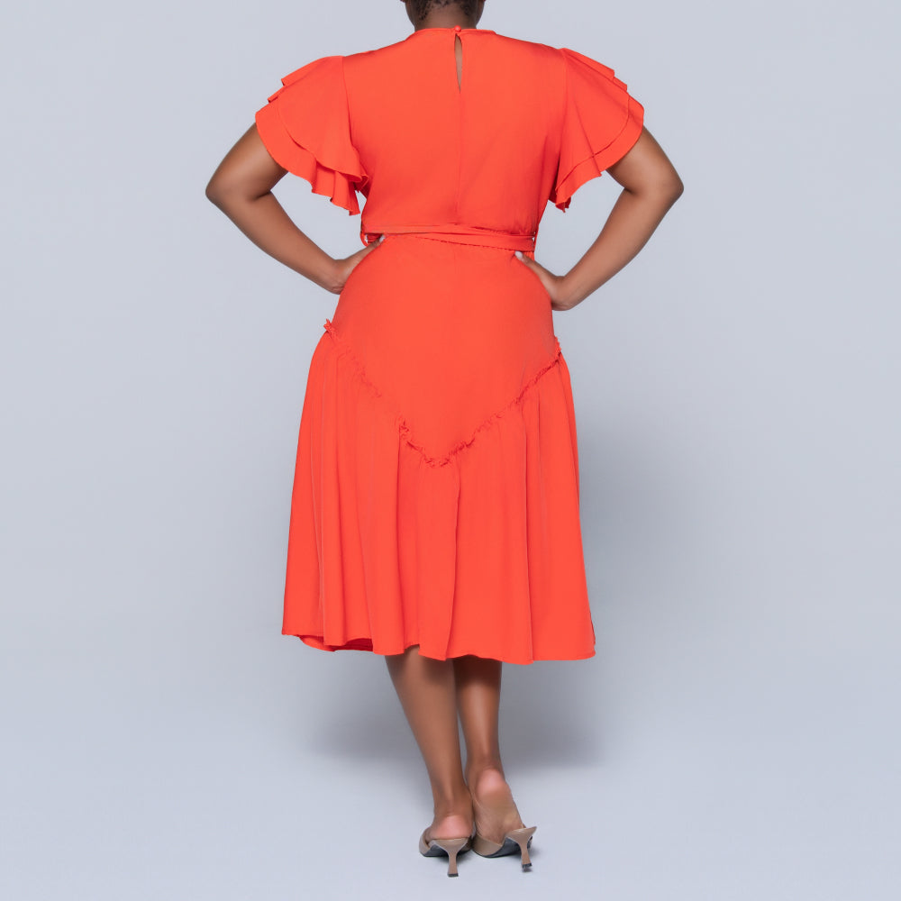 Terracotta Plus Size Tiered Dress