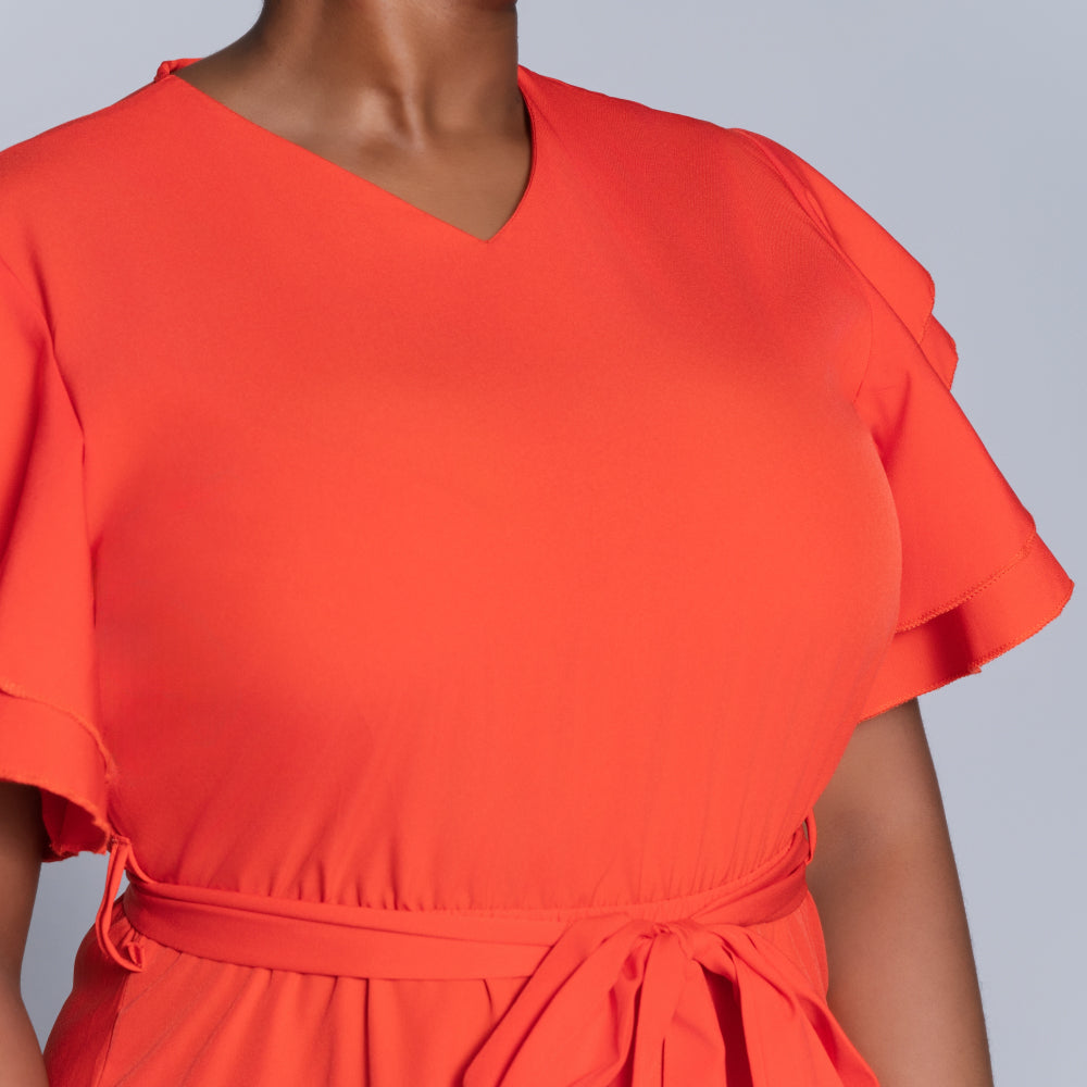 Terracotta Plus Size Tiered Dress