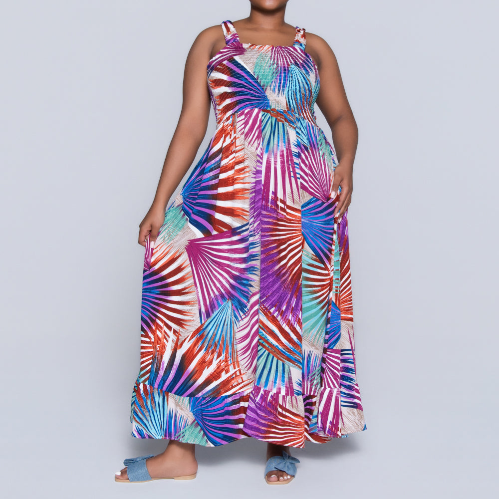 Plus Size Printed Tiered Dress