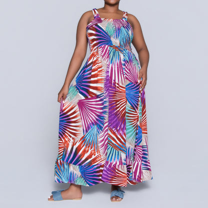Plus Size Printed Tiered Dress