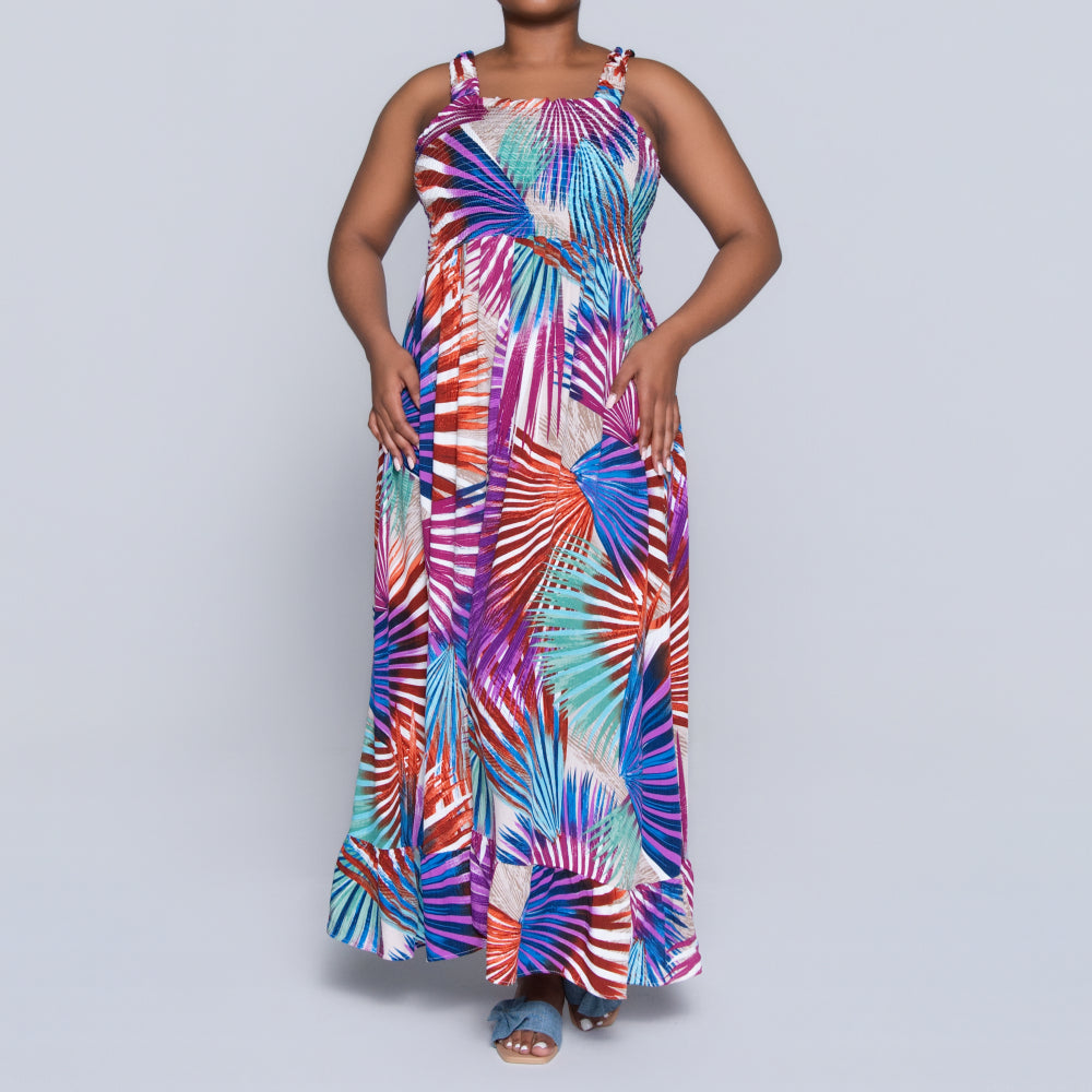 Plus Size Printed Tiered Dress