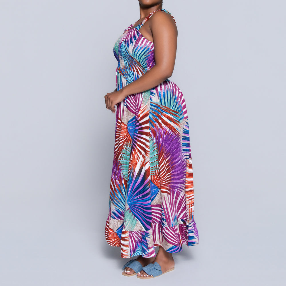 Plus Size Printed Tiered Dress