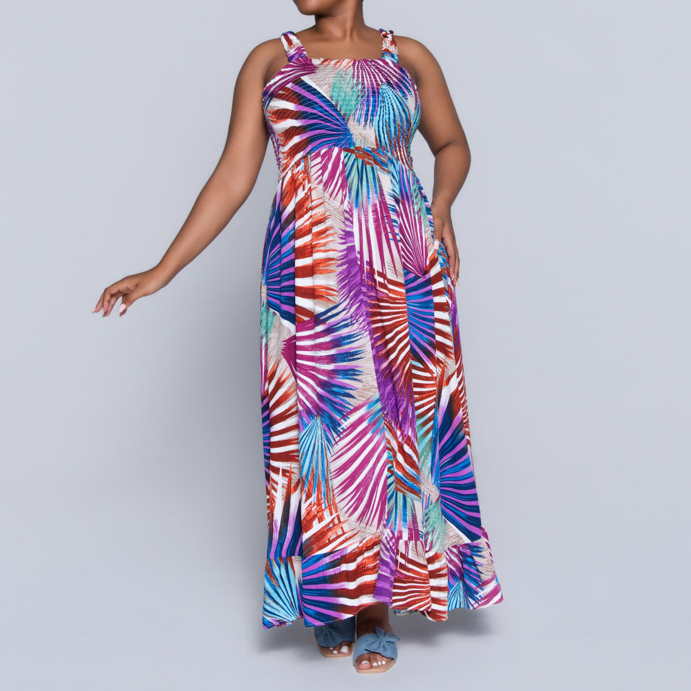 Plus Size Printed Tiered Dress