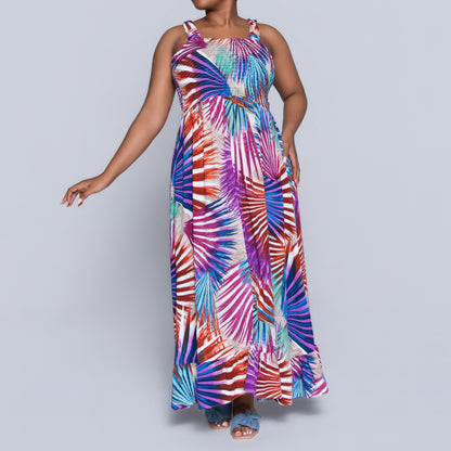 Plus Size Printed Tiered Dress
