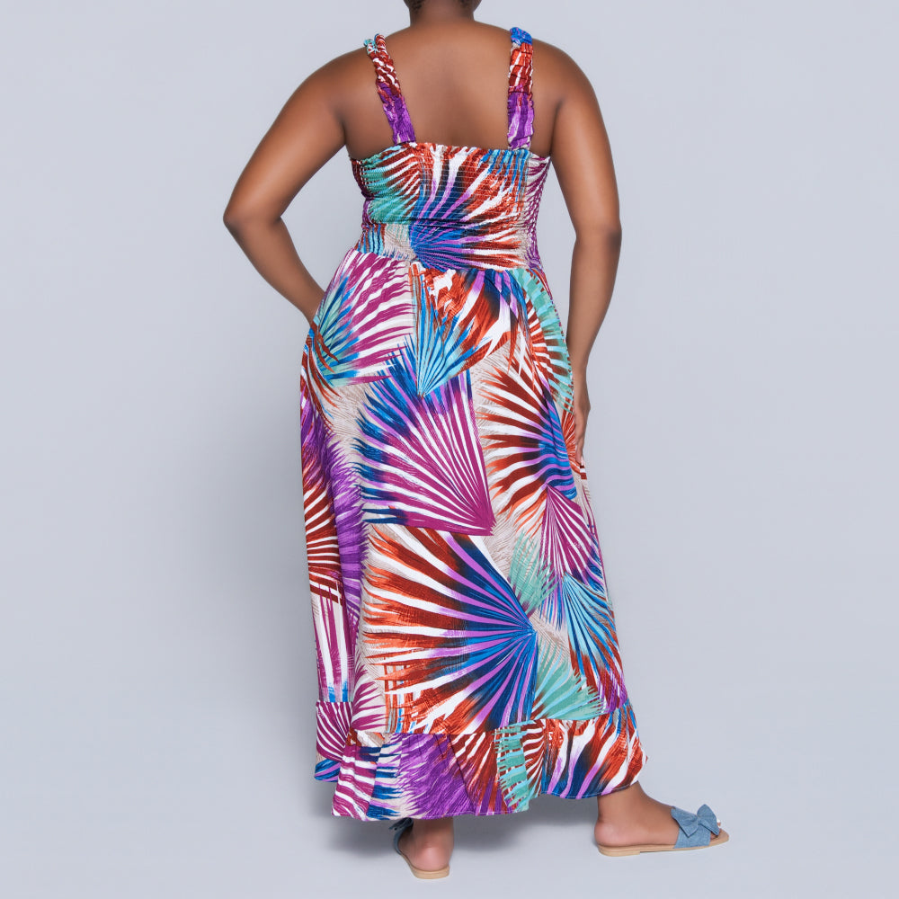 Plus Size Printed Tiered Dress