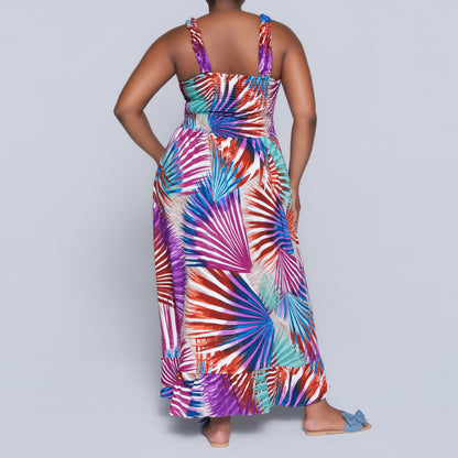 Plus Size Printed Tiered Dress