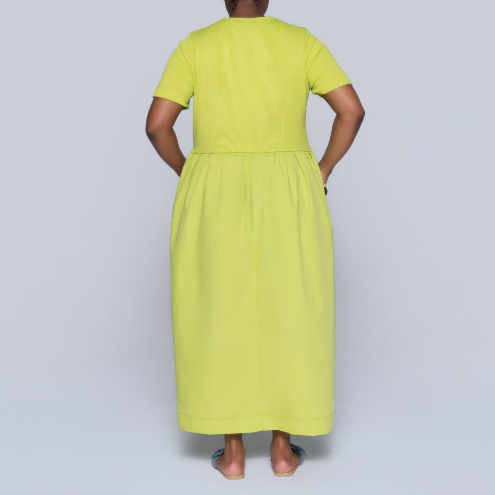 Plus Size Chartreuse Pocket Edit Dress