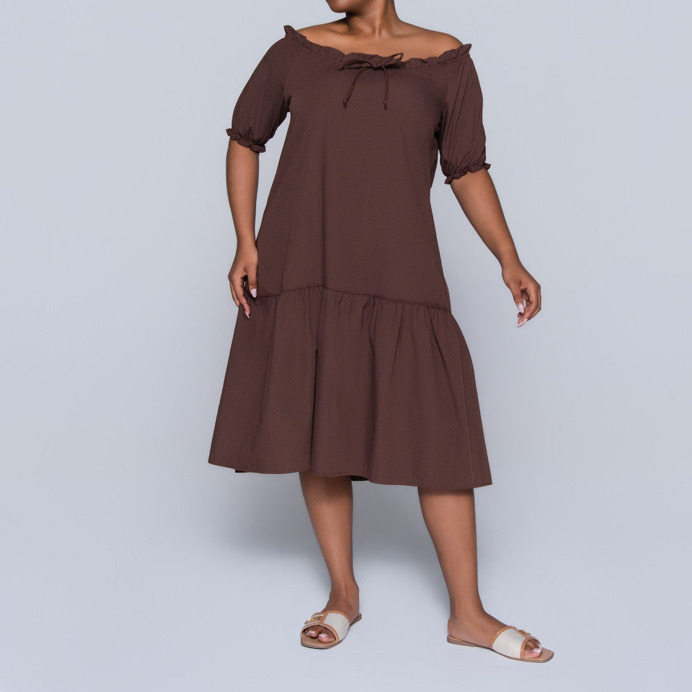 Plus Size Chocolate Short Sleeve Tunic