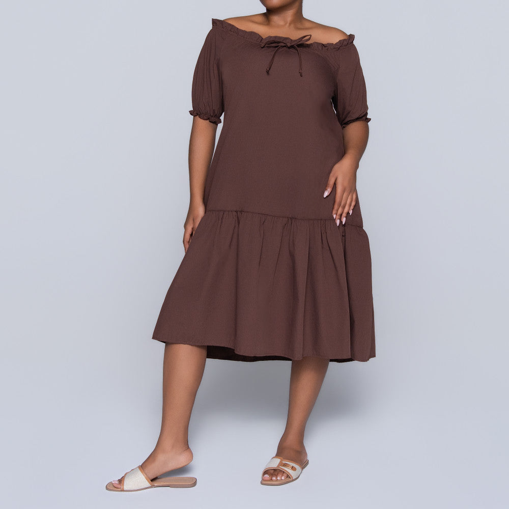 Plus Size Chocolate Short Sleeve Tunic