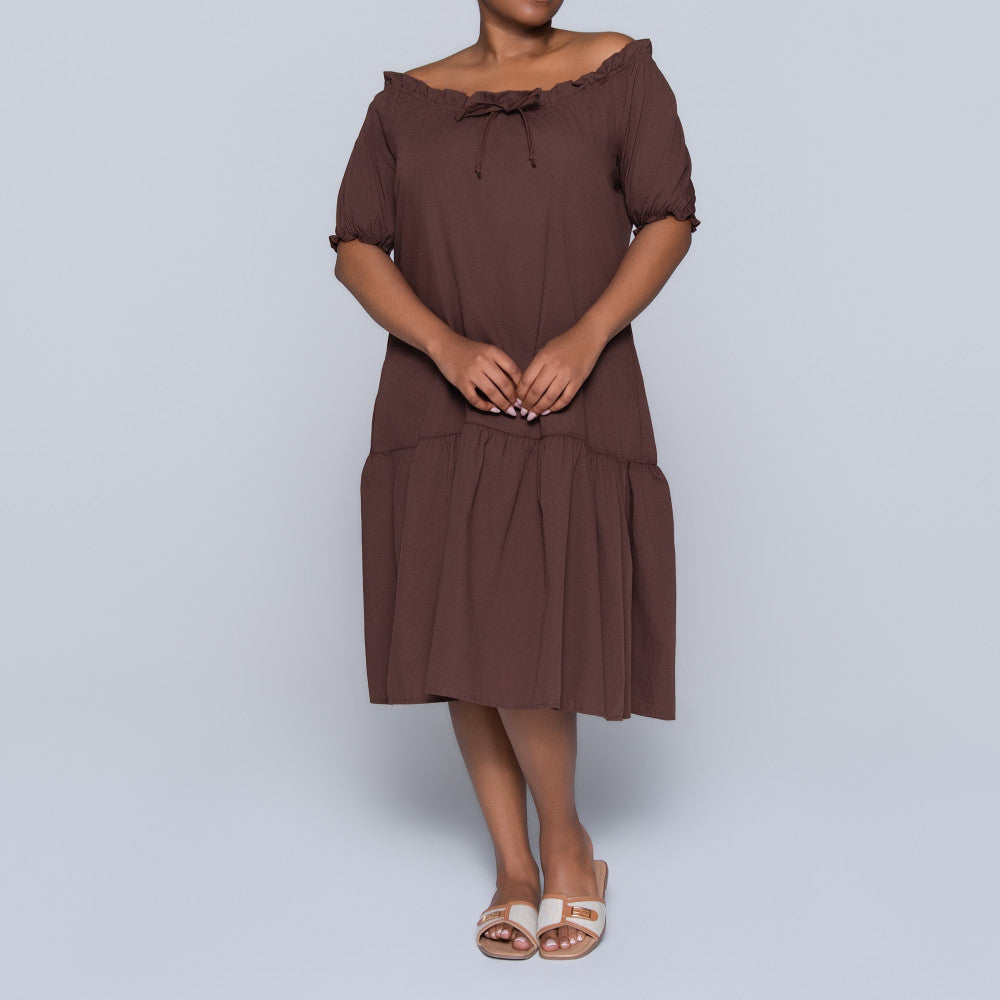 Plus Size Chocolate Short Sleeve Tunic