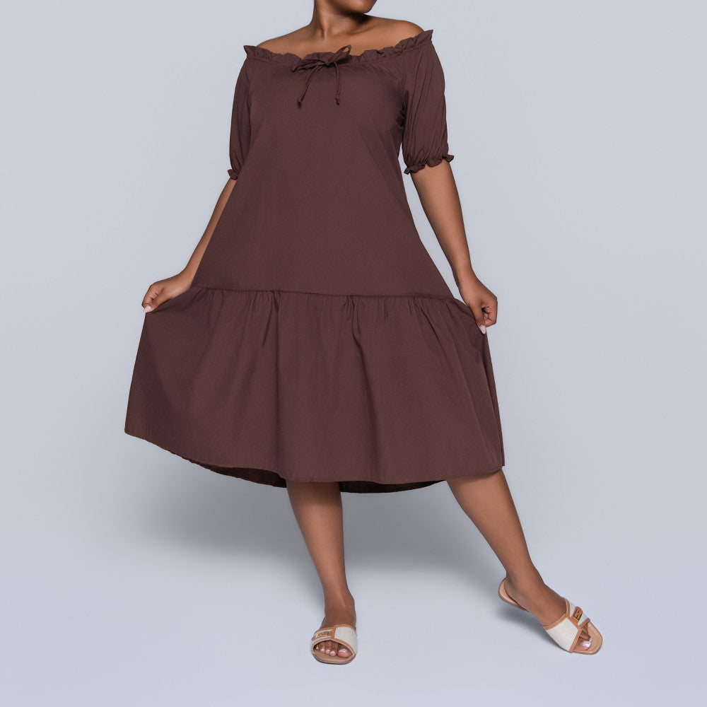 Plus Size Chocolate Short Sleeve Tunic