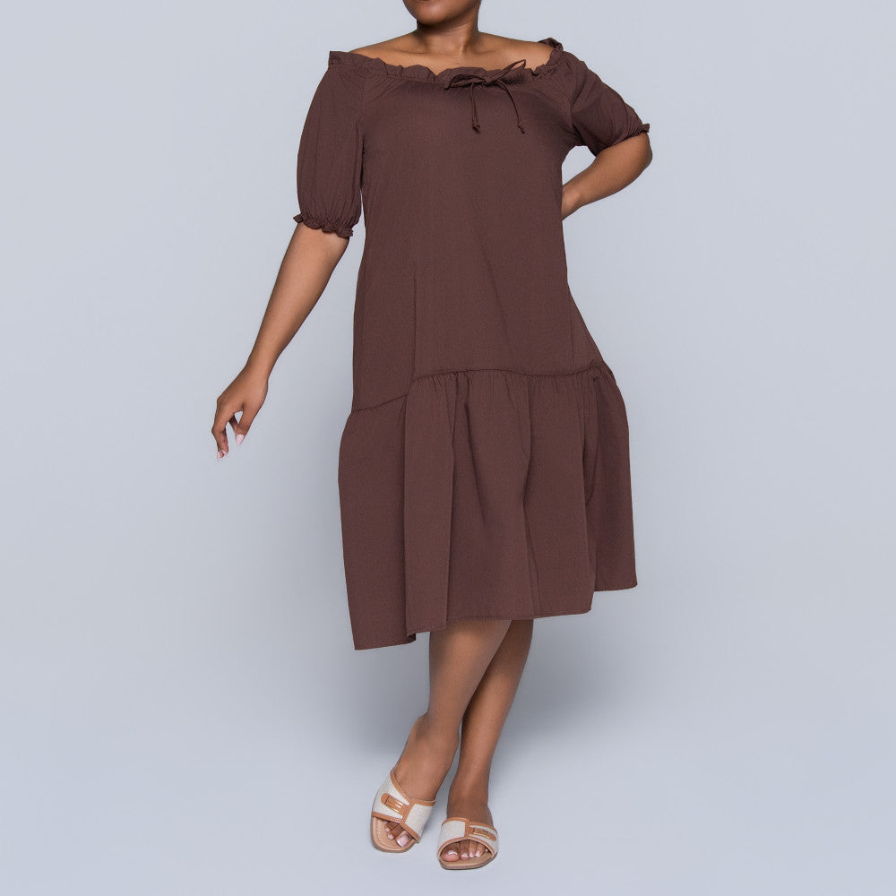 Plus Size Chocolate Short Sleeve Tunic