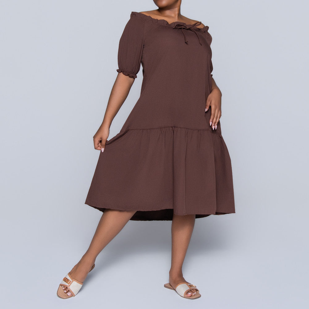 Plus Size Chocolate Short Sleeve Tunic