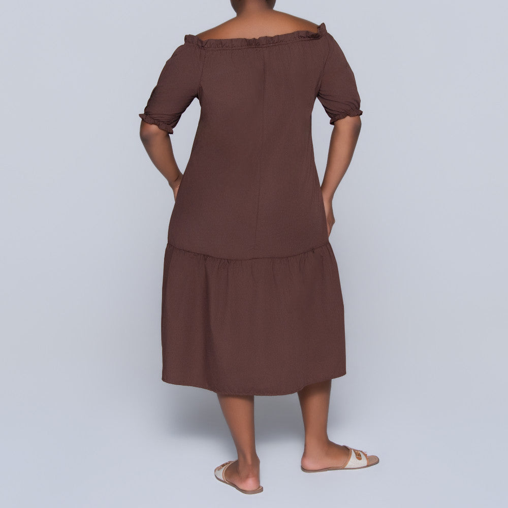 Plus Size Chocolate Short Sleeve Tunic