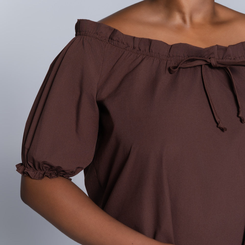 Plus Size Chocolate Short Sleeve Tunic