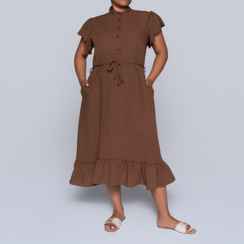 Chocolate Plus Size Tie-Belt Tunic