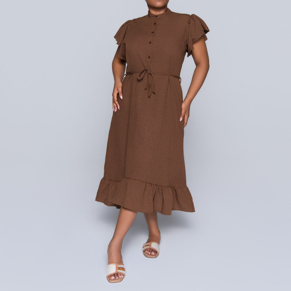 Chocolate Plus Size Tie-Belt Tunic