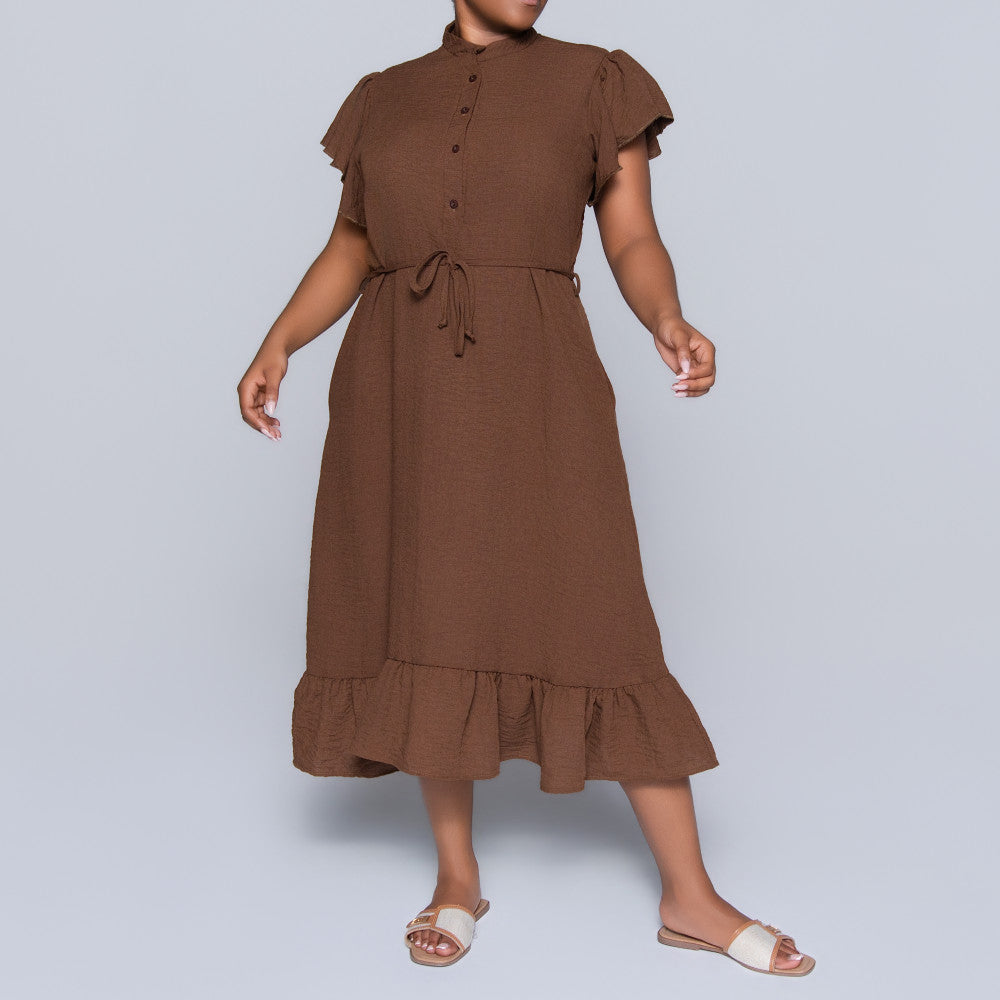 Chocolate Plus Size Tie-Belt Tunic