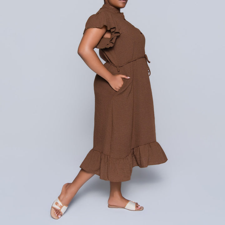 Chocolate Plus Size Tie-Belt Tunic