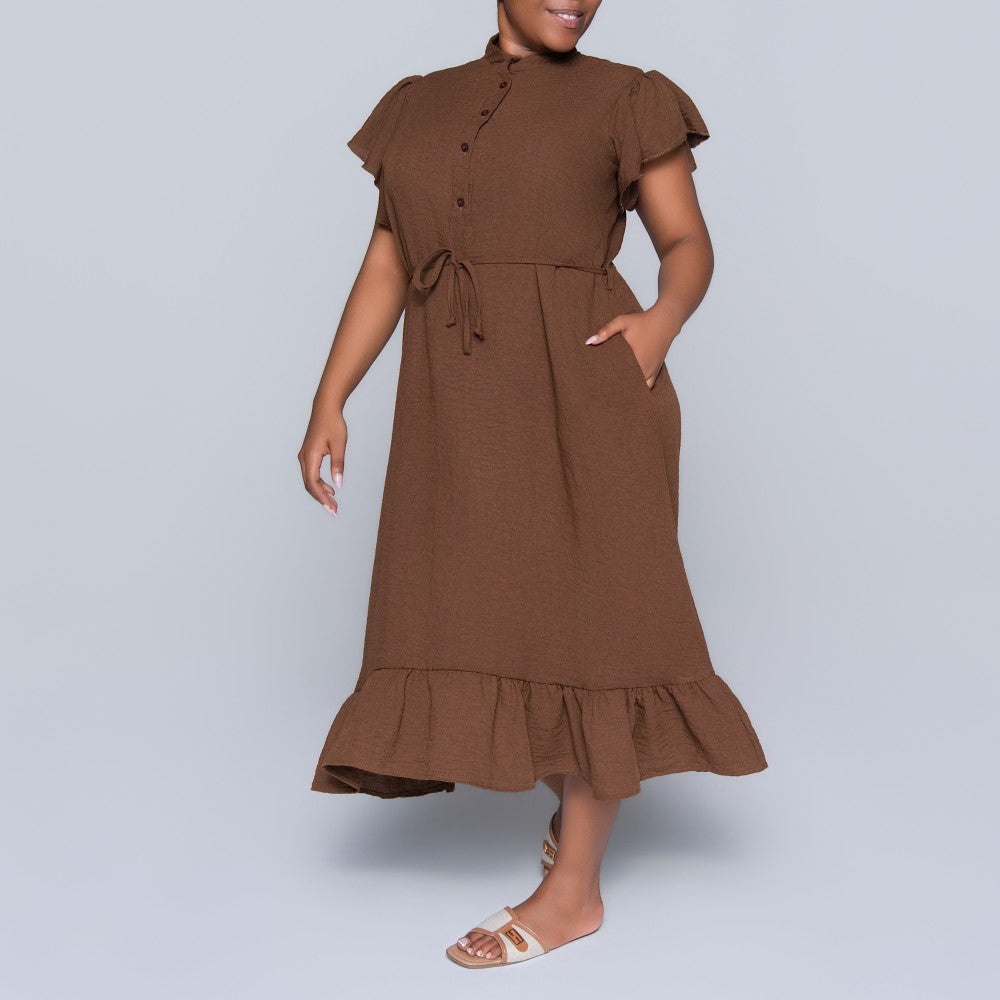 Chocolate Plus Size Tie-Belt Tunic