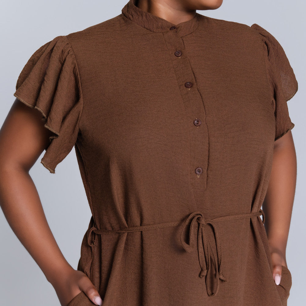 Chocolate Plus Size Tie-Belt Tunic