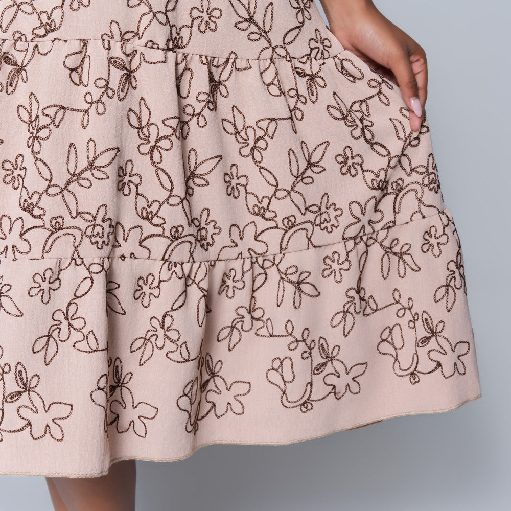 Plus Size Sleeveless Stone/Choc Embroidered Tunic