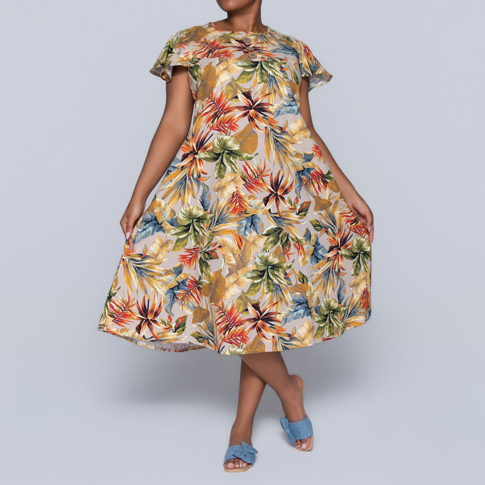 Plus Size Printed Short Sleeve Tunic