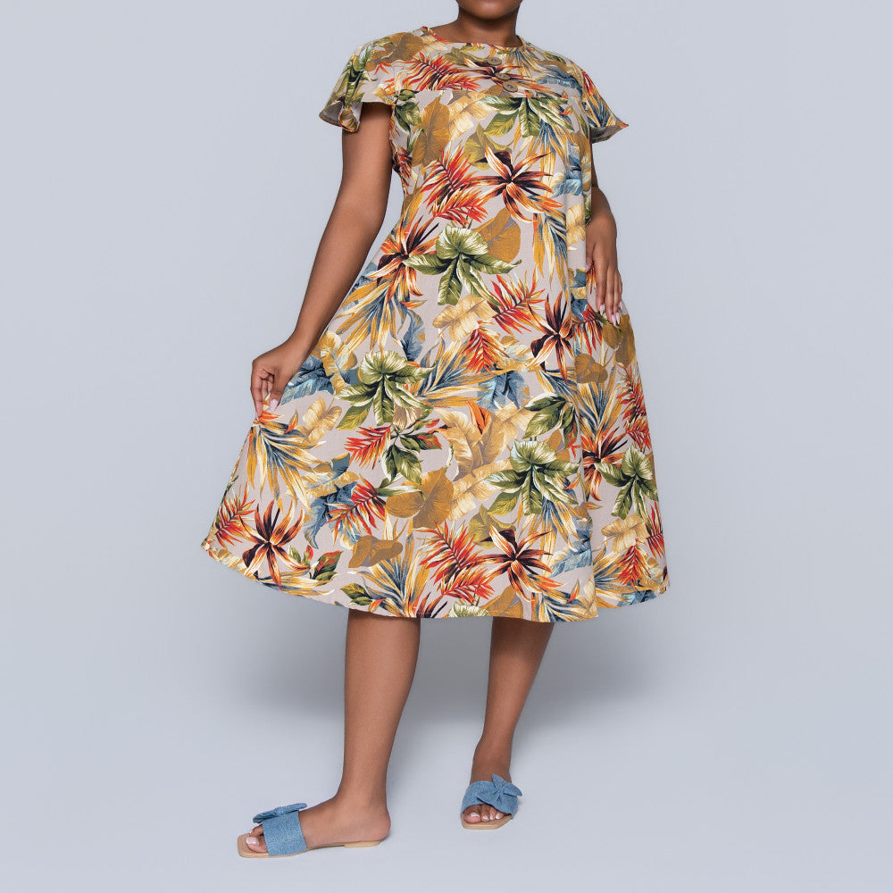 Plus Size Printed Short Sleeve Tunic