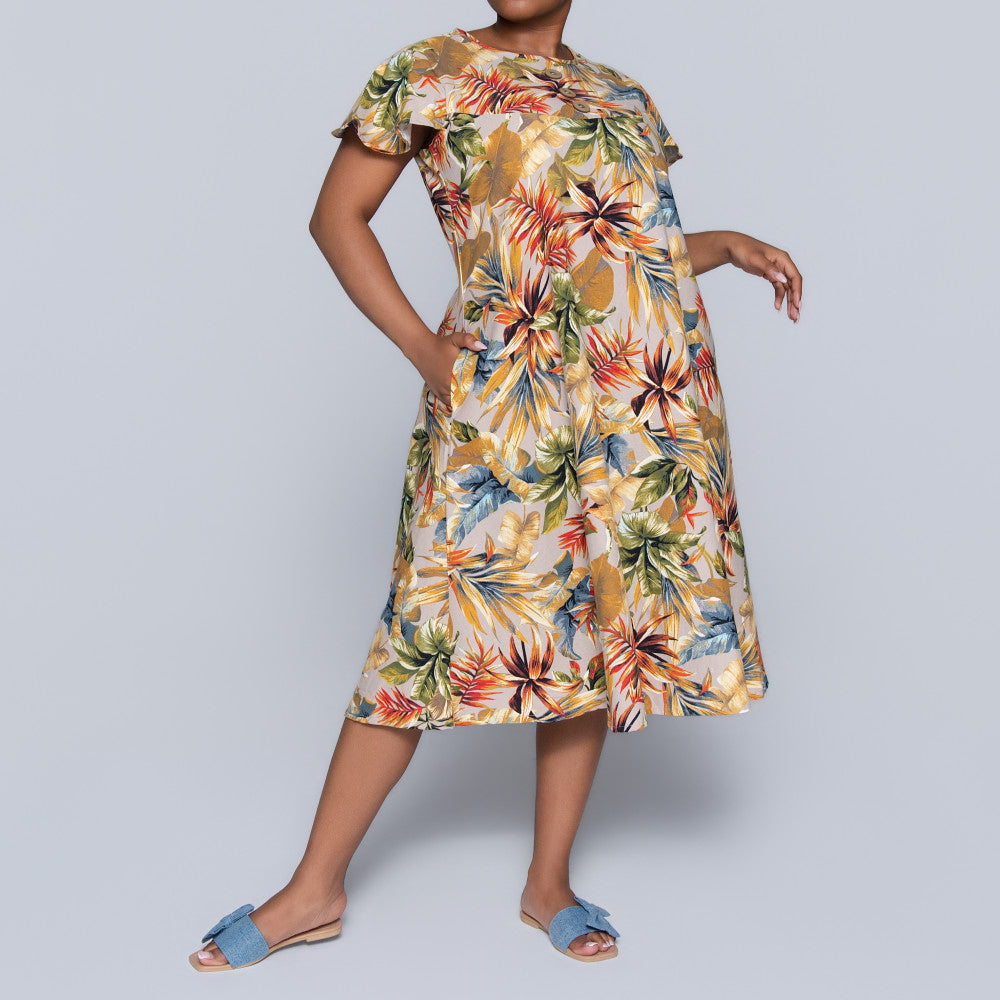 Plus Size Printed Short Sleeve Tunic