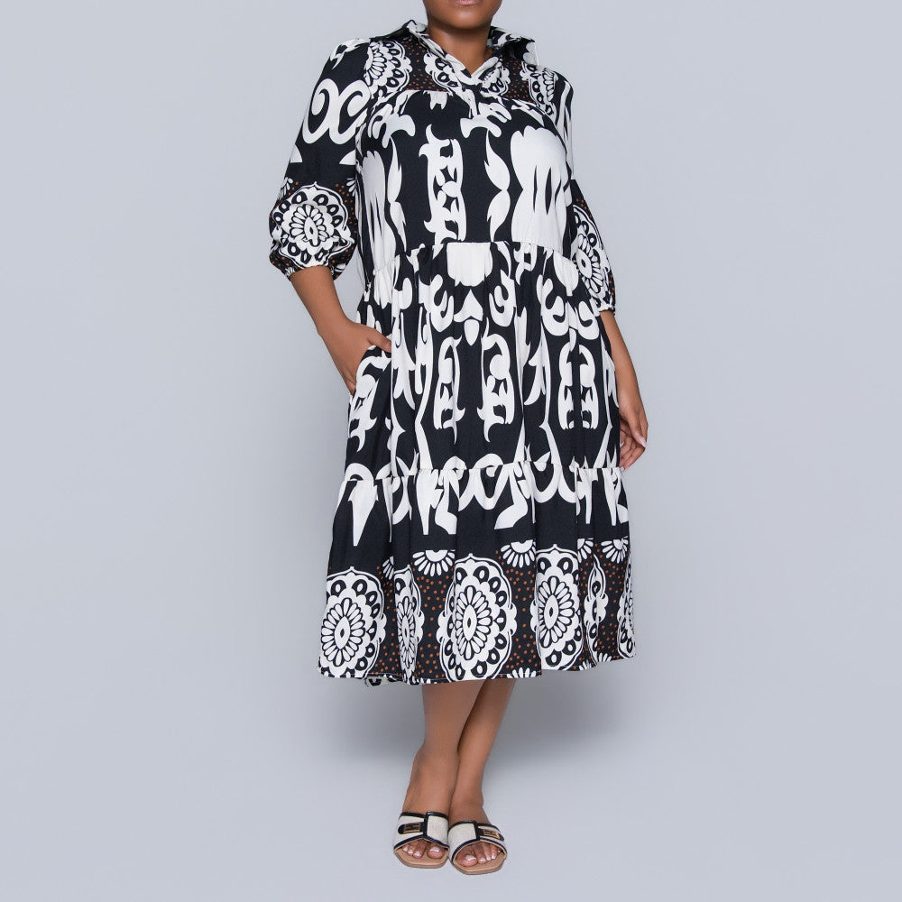 Plus Size Black Tiered Tunic