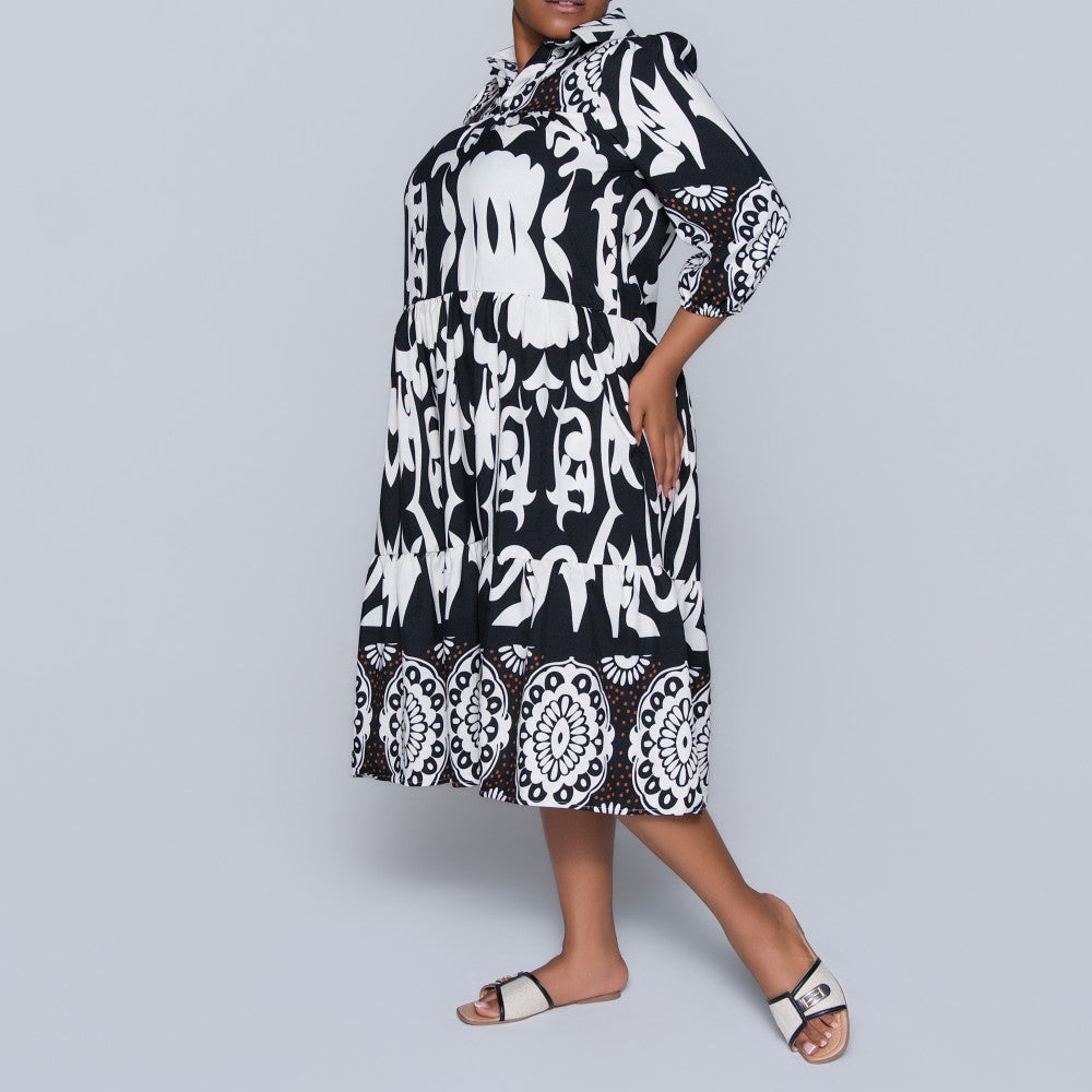 Plus Size Black Tiered Tunic