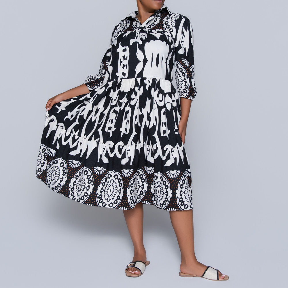 Plus Size Black Tiered Tunic