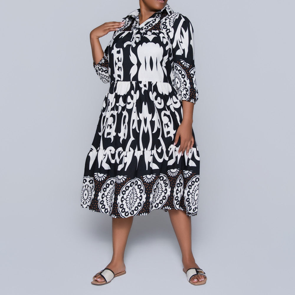 Plus Size Black Tiered Tunic