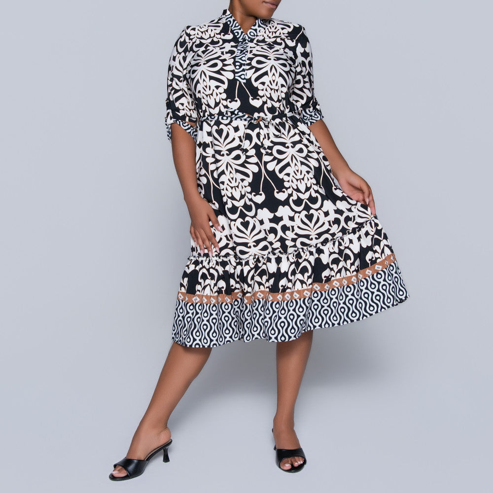 Plus Size Border Print Tunic