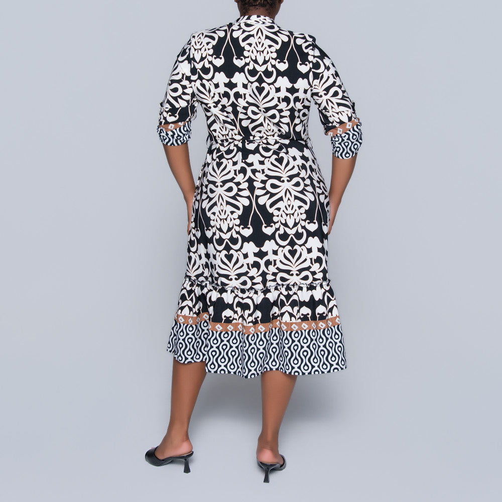 Plus Size Border Print Tunic