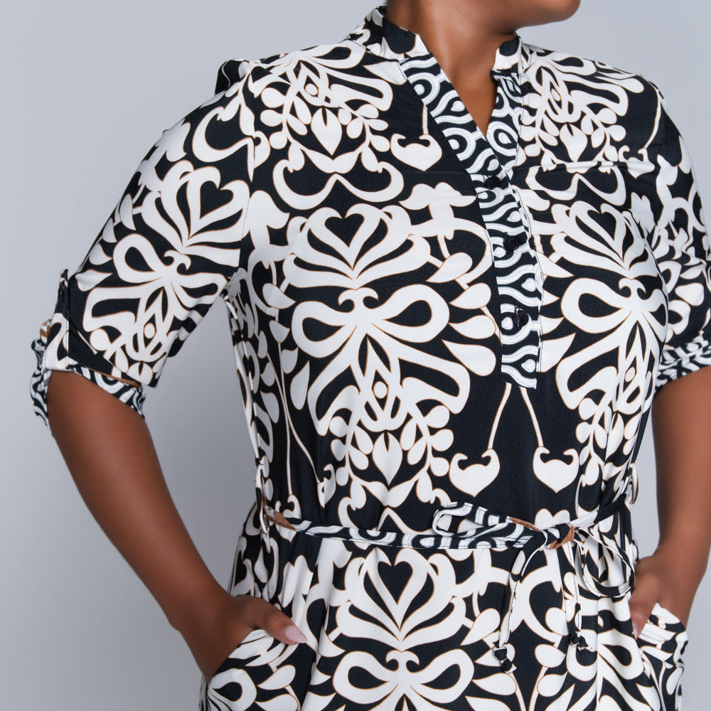 Plus Size Border Print Tunic