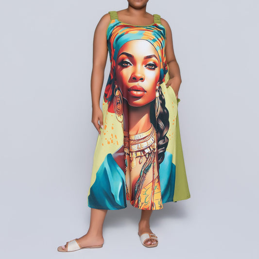 Sleeveless Face Print Plus Size Tunic