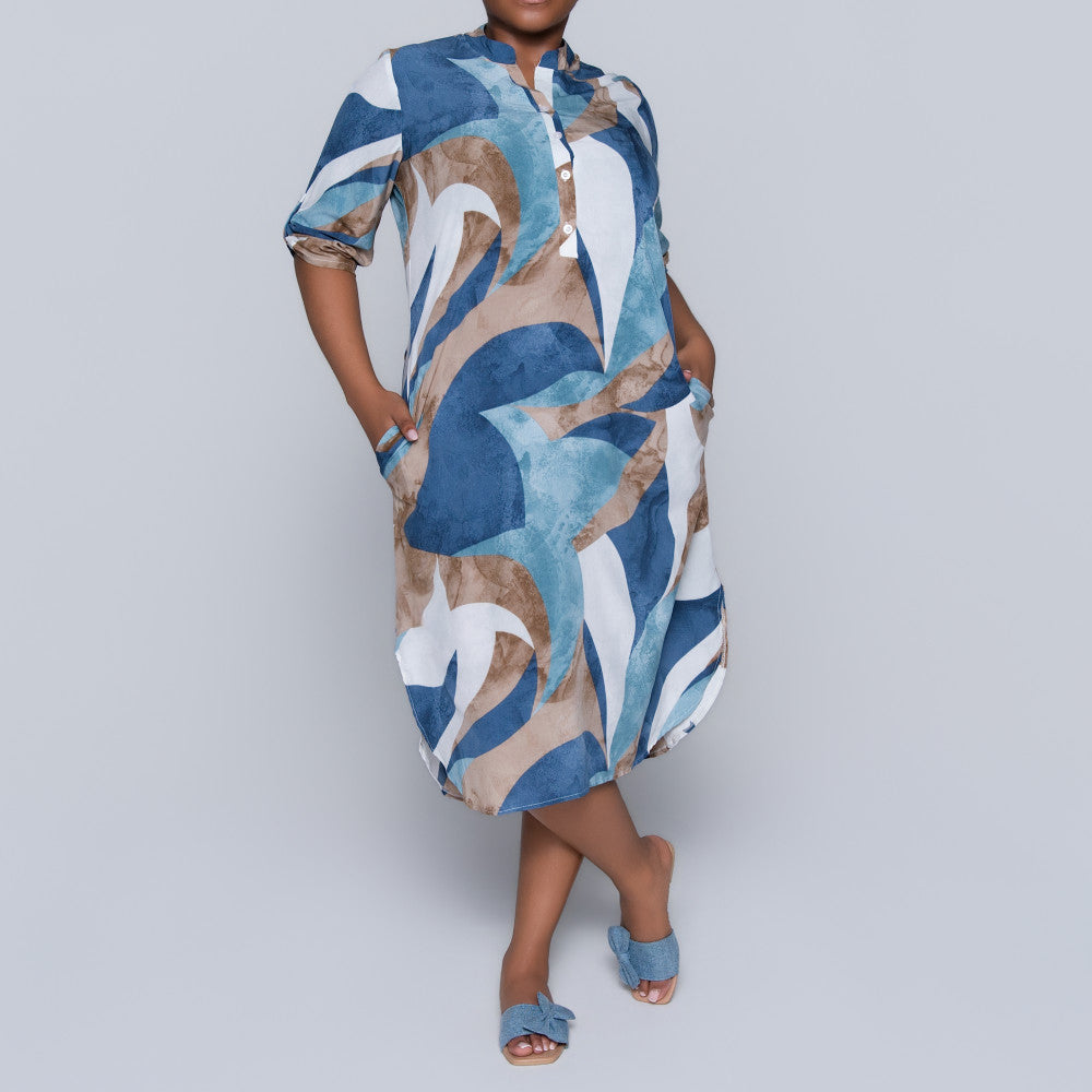 Border Print Printed Plus Size Tunic