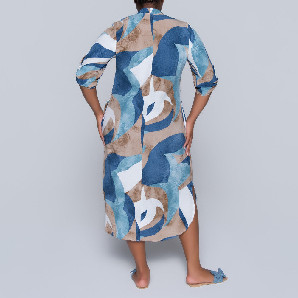 Border Print Printed Plus Size Tunic