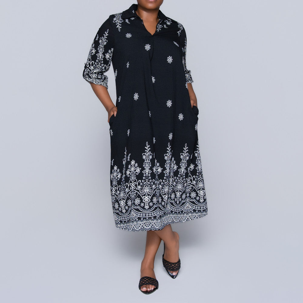 Border Print Plus Size Tunic