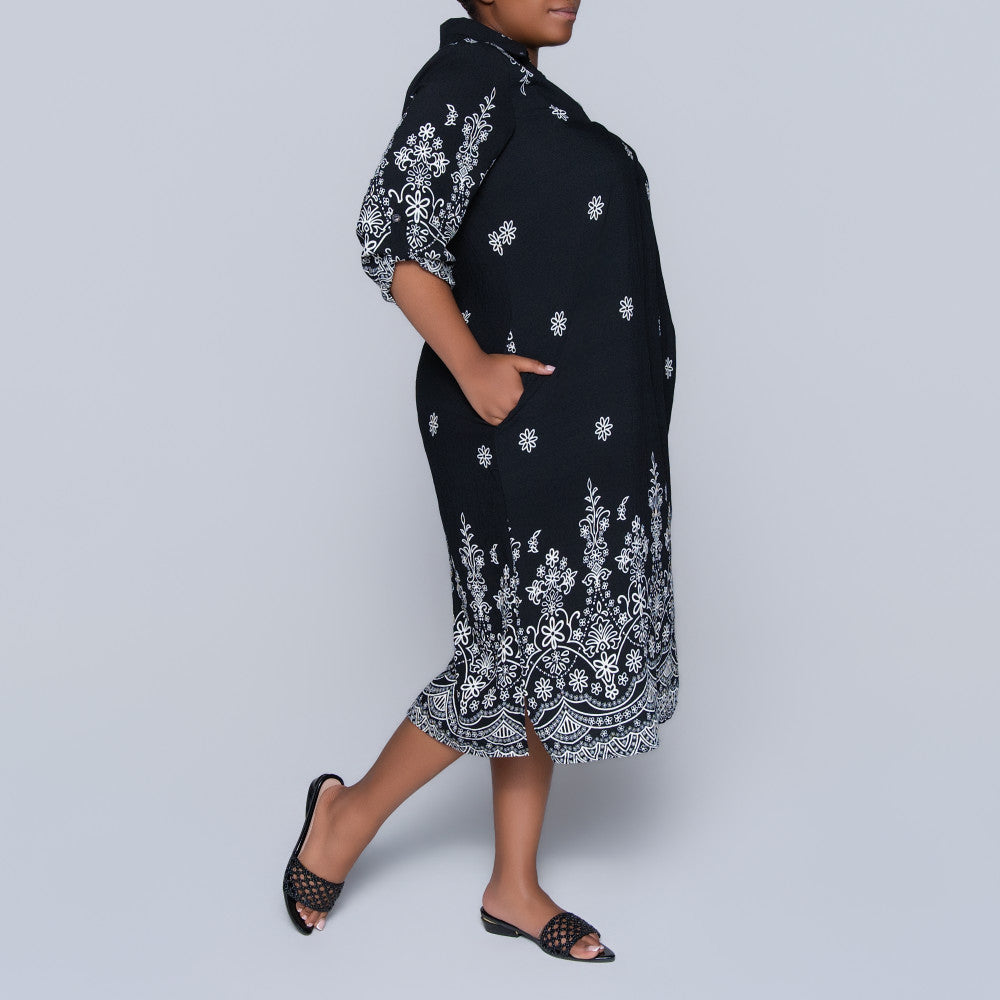 Border Print Plus Size Tunic