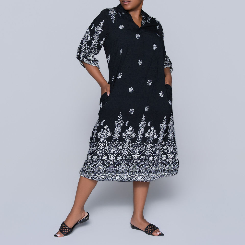 Border Print Plus Size Tunic