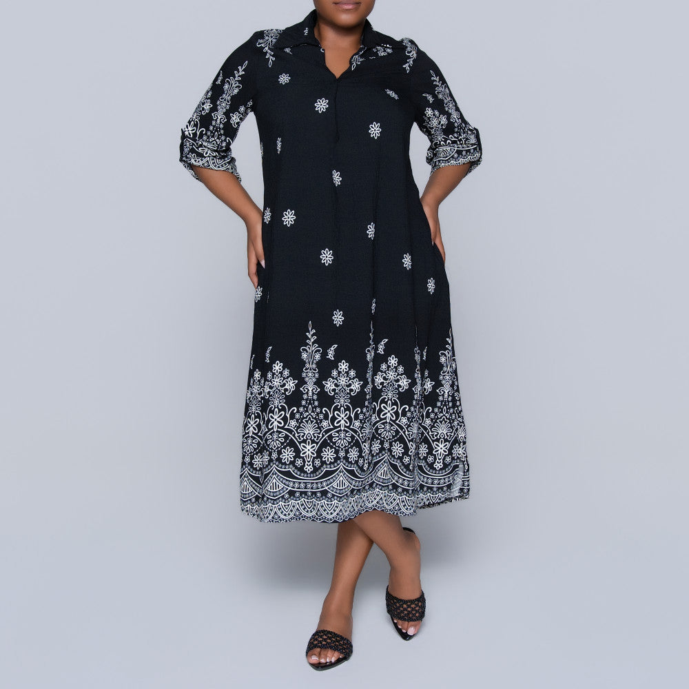Border Print Plus Size Tunic