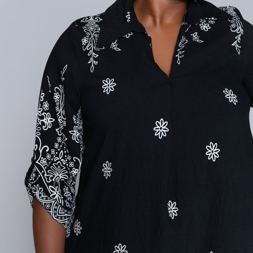 Border Print Plus Size Tunic