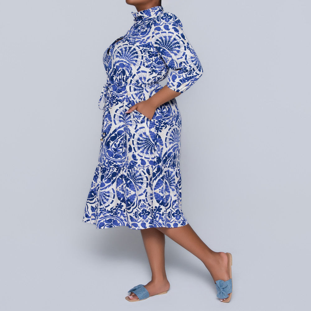 Plus Short Sleeve Printed Tunic