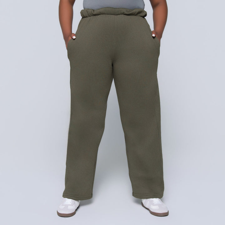 Plus Size Olive Track Pants