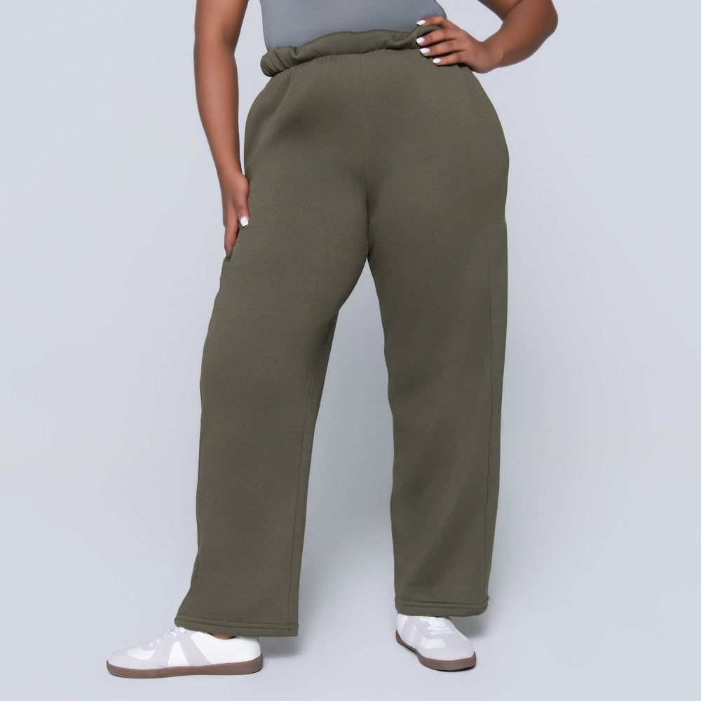 Plus Size Olive Track Pants