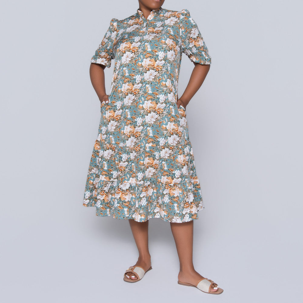 Short Sleeve Plus Size Foil Print Tunic